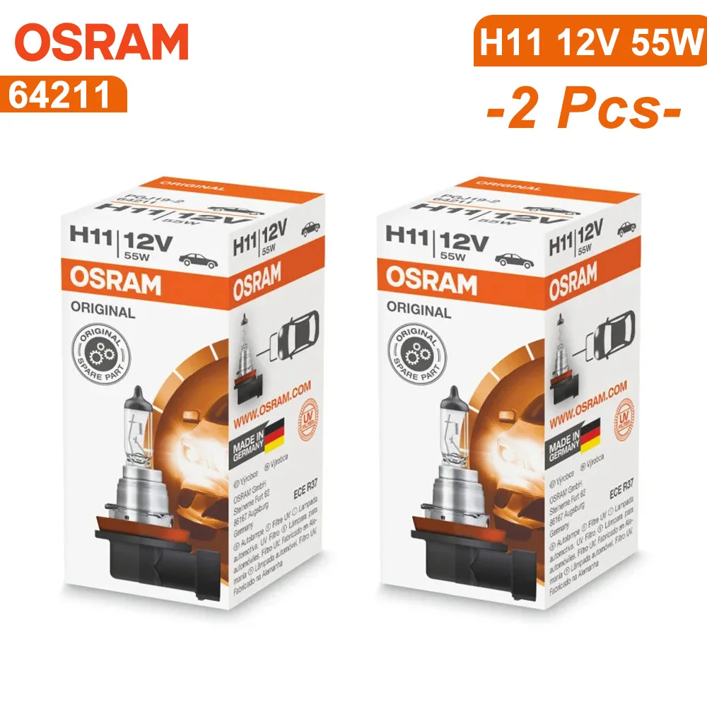 OSRAM Original H11 12V 55W 64211 PGJ19-2 ligne voiture halogène phare Auto ampoule 3200K lampe Standard OEM fabriqué en allemagne