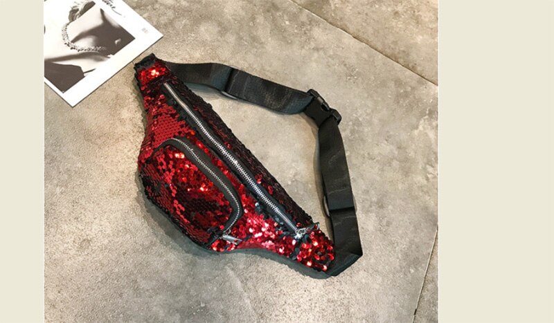 Women Waist Packs Girls Sequins Glitter Bag Fanny Pouch Hip Purse Satchel Chest Casual Ladies Handbags: E
