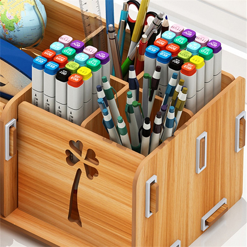 Ayane Pen pencil holder Receiving Box Desktop Learning Penholder Office desk organizer storage rack supplies wood