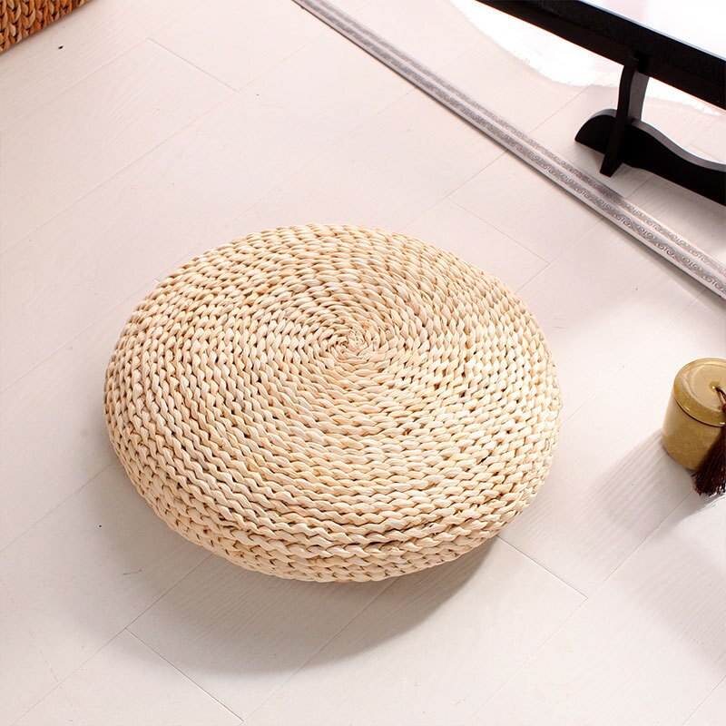 Tatami Futon Meditation Cushion thick/thin Round Yoga Circle Corn Husk Straw Braid Mat Japanese Style Cushion with Silk Wadding