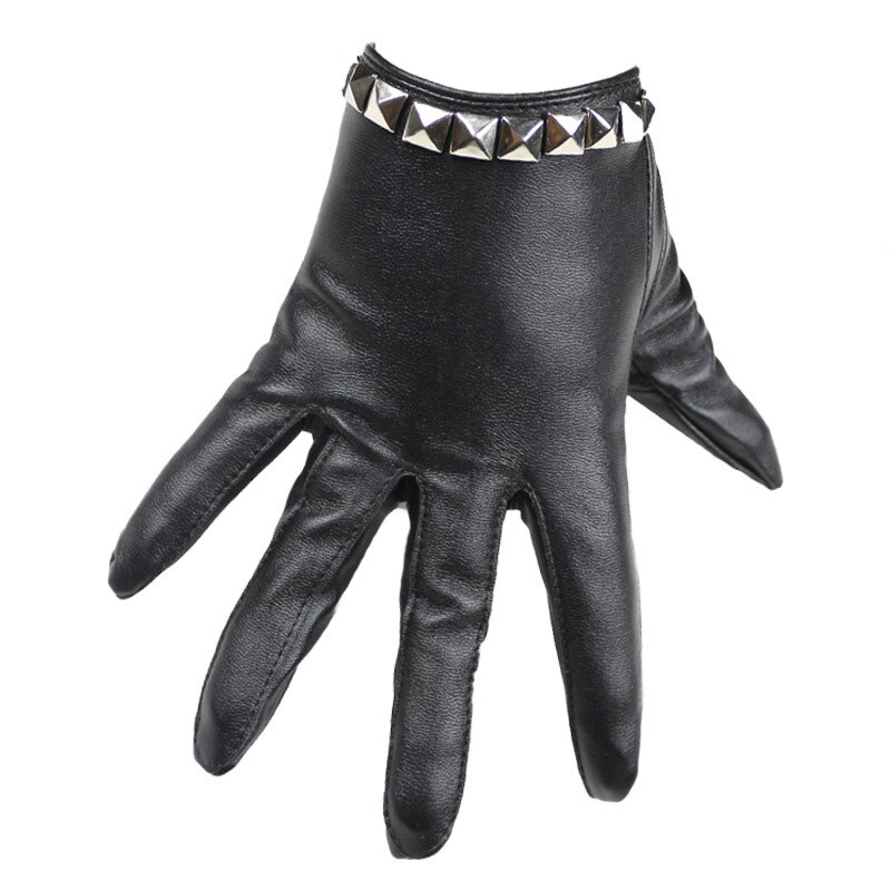 Mitaine en cuir pour femmes, gothique, Punk, à Rivets, Rock Show, demi-paume, plein doigt, gant de Fitness A4
