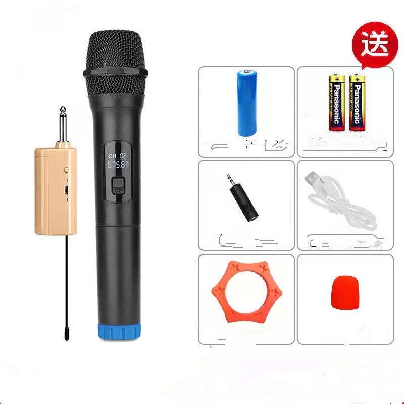 Handheld Wireless Microphone UHF Dynamic Mic with Portable Mini Receiver Compatible with Speaker Karaoke System Home Theater: Type-B