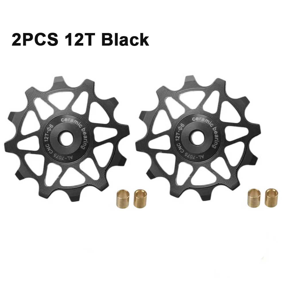 2 stücke 12T 14T Fahrrad Keramik Lagerbier Schaltwerk Rolle führen Rolle Leerlauf Für SHIMANO SRAM DEORE GX Jockey Rad Fahrrad Teile: 12T Schwarz 2Stck