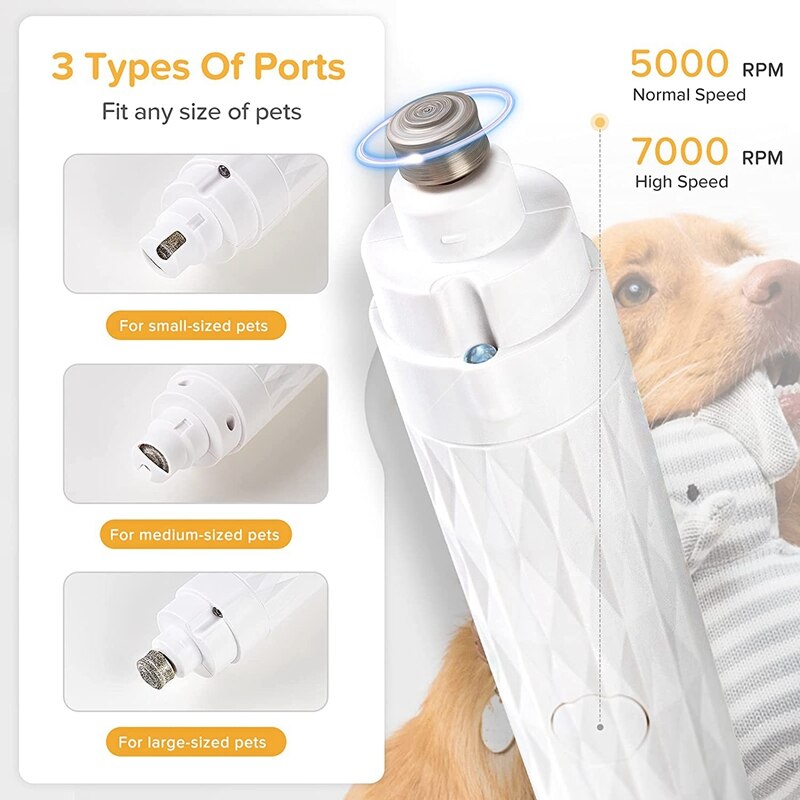 Amoladora de uñas eléctrica para perros, cortadora de uñas con luz LED, recargable, automática, para gatos
