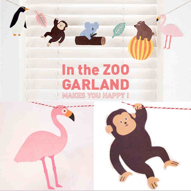 Bentoy zoo dyr tropisk regnskog papirfest krans koreansk kawaii dyr gjør-det-selv-dekorasjon barn håndlaget kunst og håndverk: Ta-pc -07