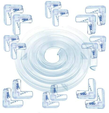 Protector de esquinas de 4M y 6M para Borde de esquina, protectores transparentes para muebles para niños pequeños, tira de parachoques de silicona suave, seguridad para niños: 6M and 16corners