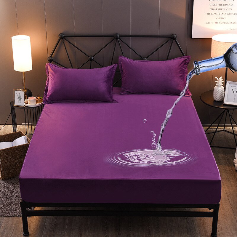 Sängynpäällinen kristalli sametti patjapehmuste patjapehmuste patjan päällinen suoja elastinen silinteri punkkien torjunta kaksoissänkyyn sovitetut lakanat: Violetti / 120 x 200 x 30cm