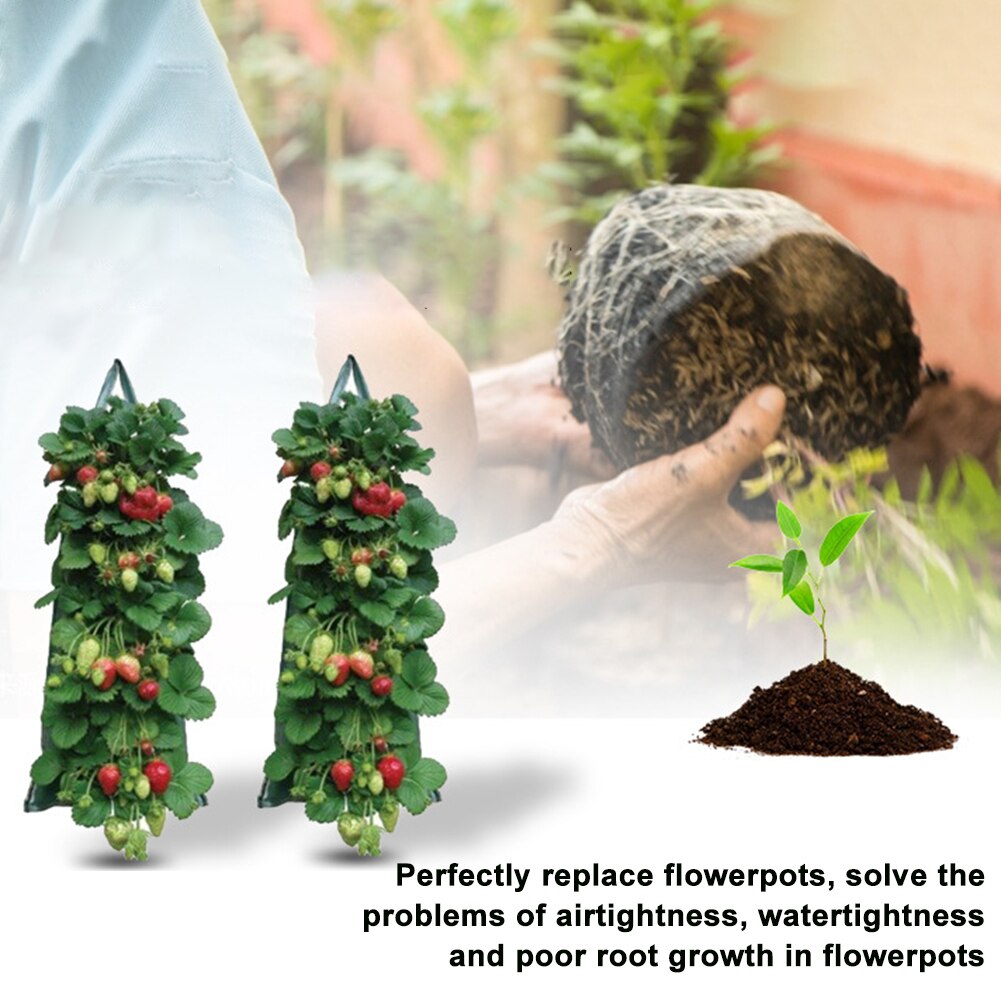 4/6/8/10 Zakken Muur Opknoping Verticale Tuin Aardbei Plant Groeien Zakken Planten Zakken Planter Pot Aardappel Voor veg Kruiden Bloem