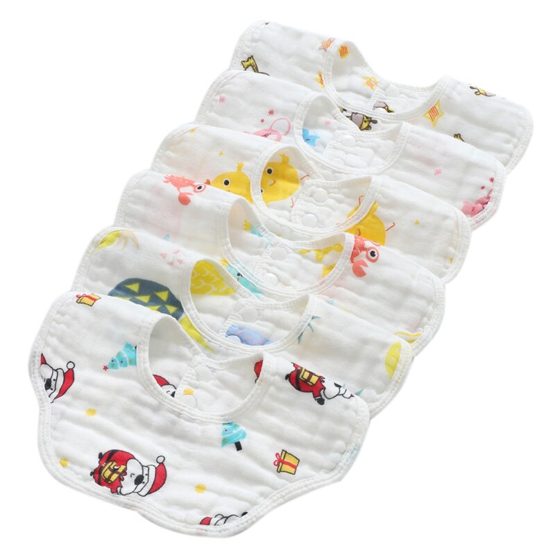 4pcs/lot Baby Bibs Washable Cotton Baby Bibs Burp Cloth Print Arrow Wave Triangle Adjustable Meal Bib Infant Feeding Towel Bibs