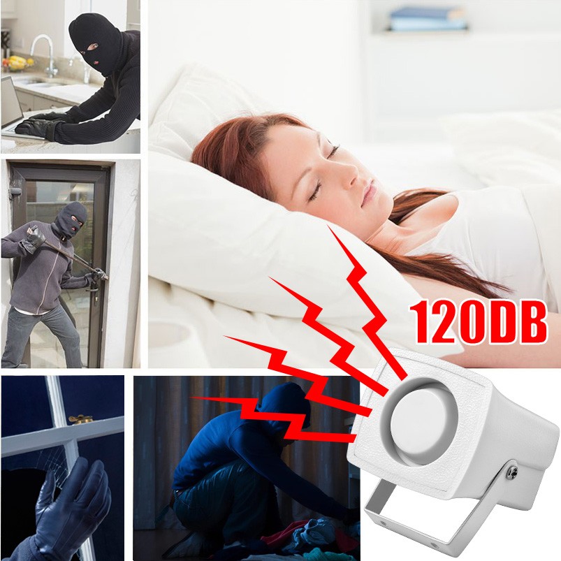 Wired White Mini Siren For Home Alarm Security Systems Mini Siren Loudly Sound for Protection Security 110dB Personal Alarm