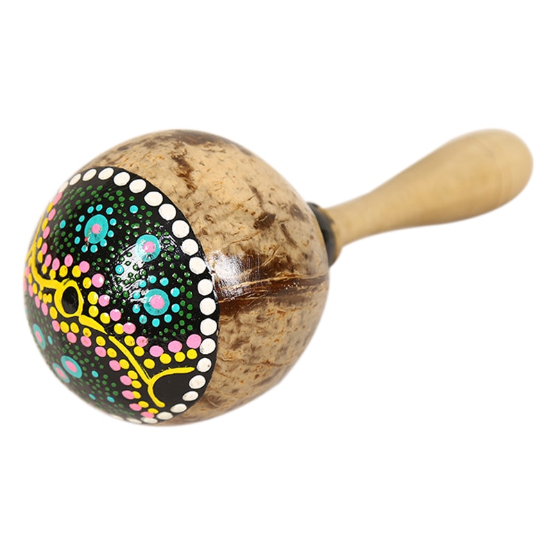 Coconut Shell Sand Hammer Shaker Aslatua Gourd Kashaka Indonesia Shaker Rattle Percussion Musical Instrument Toy