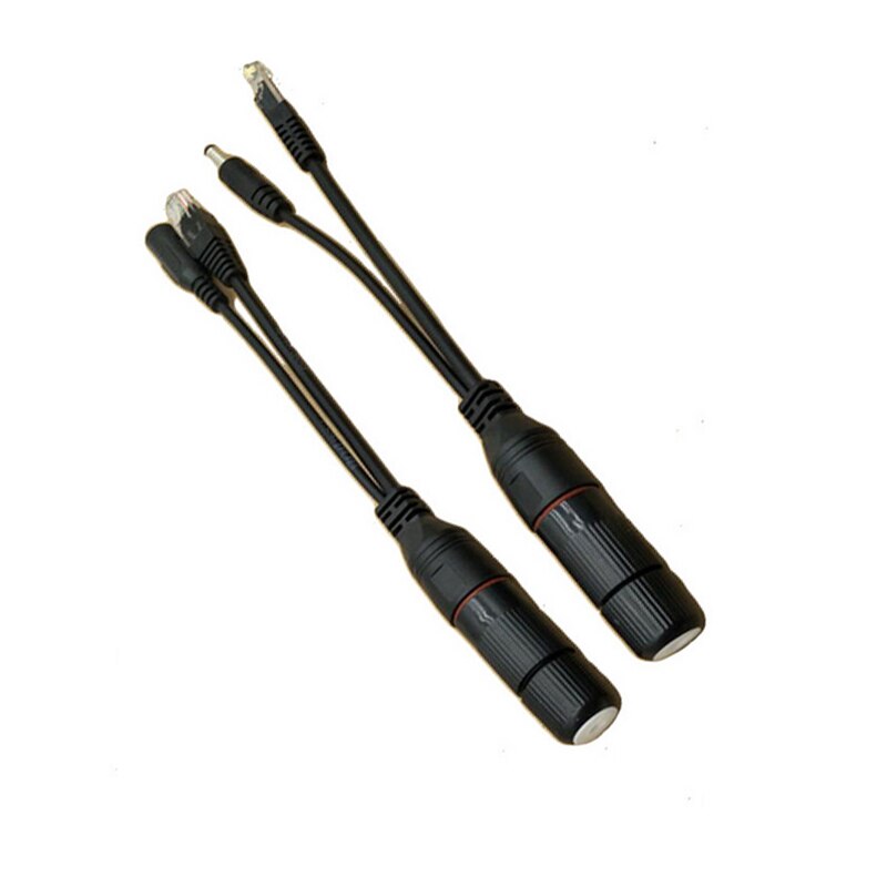 Oiyagai 2 Stuks PoE Injector & Splitter Kit – 12V DC Uitgang, 5.5x2.1 Mm, 10/100/1000 Mbps, Voor Netwerkapparaten – Wit, 250 Mm Kabel