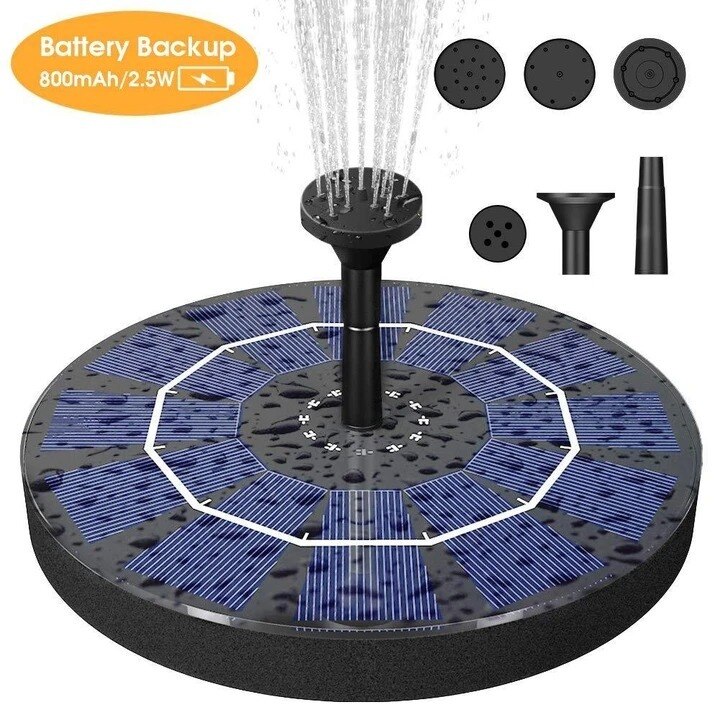 Floating Solar Fountain Garden Waterfall Fountain Pool With Solar-Battery 2.5W Panel Kit Heads Garden Decor