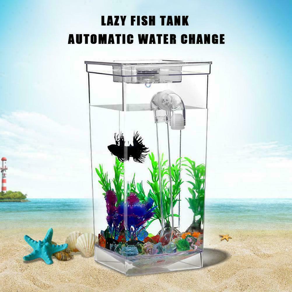 Kids Fish Tank Self Cleaning Small Desktop Fish Aquarium Light Clean LED Fish Tank Small Desktop Aquarium Starter Kit
