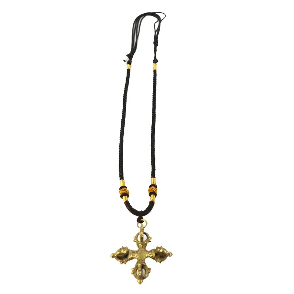 Cruz budista tibetana Dorje Vajra amuleto colgante hecho a mano en Nepal-cobre