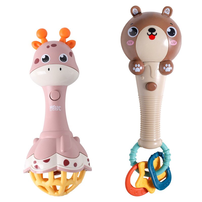 Baby Rinkelen Hand Bell Kawaii Giraffe Beer Geluid Licht Speelgoed Kinderen Early Educatief Speelgoed Kids Beddengoed Plezier Klokken