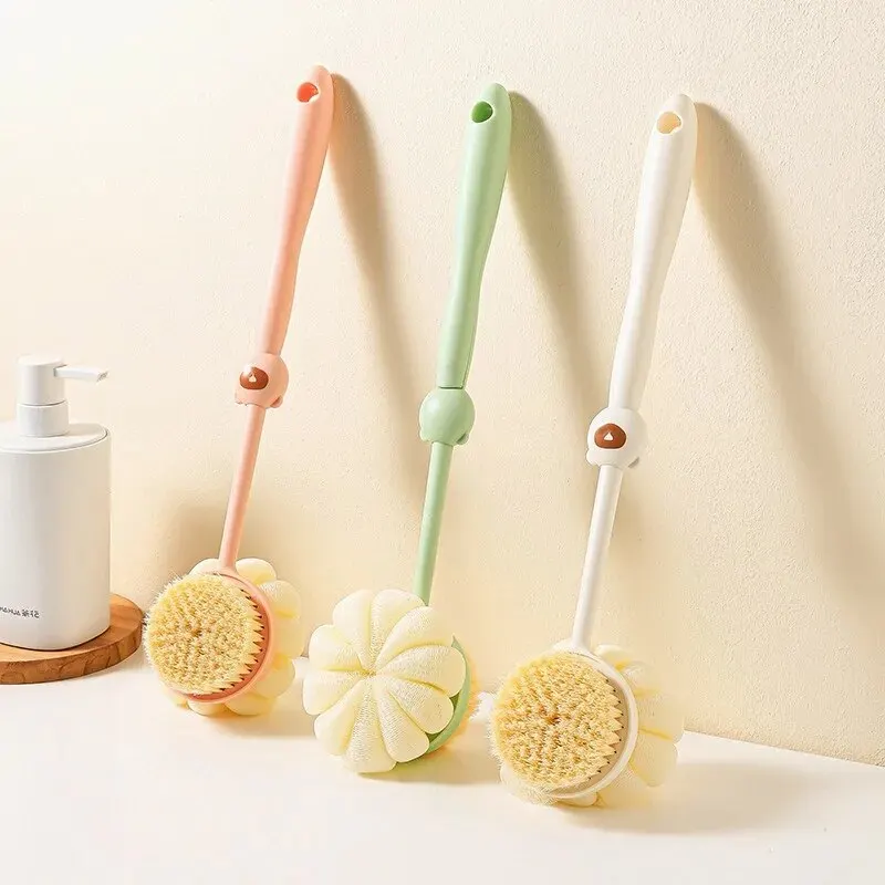 Zweiseitige Dusch-Körperbürste, Silikon, langer Griff, Badezimmer-Waschbürste, Bademassage, Rücken, Körper, Peeling-Bürste, Badezubehör