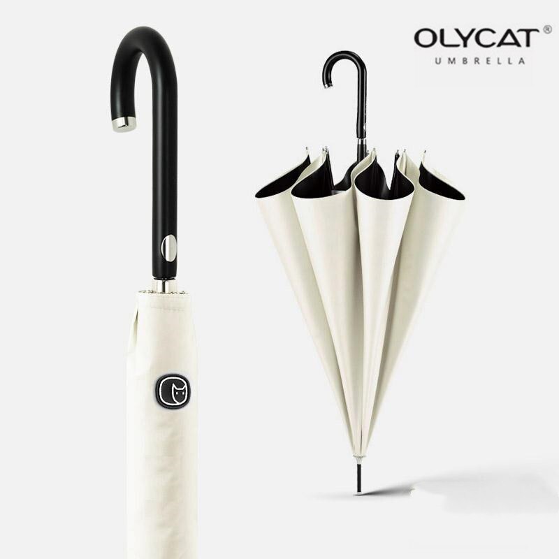 OLYCAT Long Handle Automatic Clear Umbrella Pattern Simple UV Windproof Strong Large Umbrella Rain Women