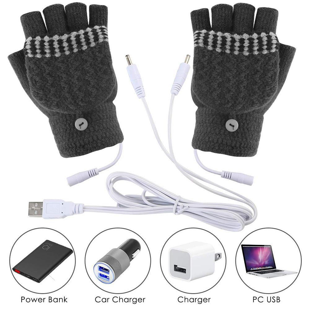 Unisex Beveiligde Usb 5V Verwarming Handschoenen Handwarmer Winter Warme Wanten Hand Laptop Half Vingerloze Elektrische Verwarming Handschoenen