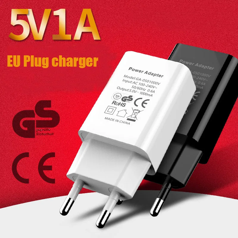 Mini cargador de pared USB de 5V 1A, cargador de teléfono móvil, adaptador de cargador de viaje con enchufe europeo para iPhone 13, Android, xiaomi, mi11, huawei mate30