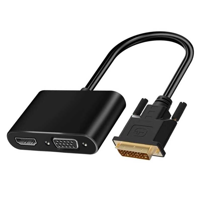 2 in 1 DVI to HDMI VGA Adapter Converter DVI Input to HDMI VGA Output Simultaneously 20cm