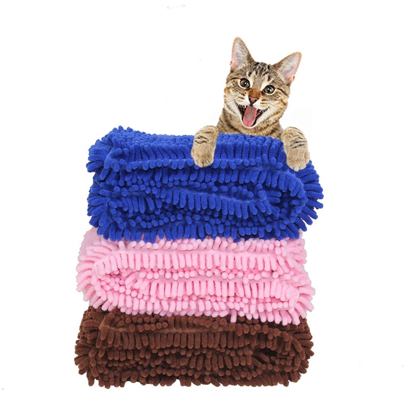 Imukykyinen nopeasti kuivuva koiran kissa pyyhe chenille mikrokuitu shammy lemmikki kylpy shampoo pyyhe tasku likaa hylkivä pyyhkeet lemmikkieläintuote