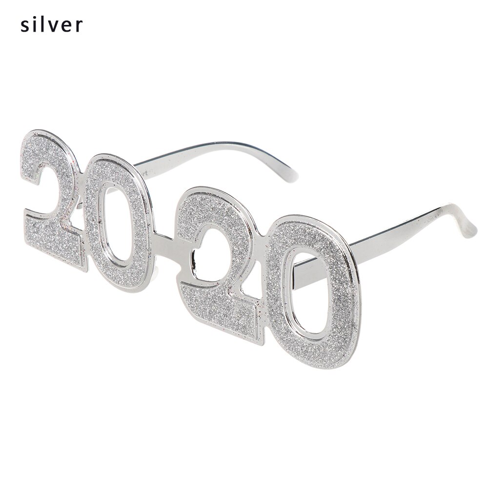 Jaar Lenzenvloeistof Grappige Glitter Eyewear Oudejaarsavond Party Bril Foto Prop Voor Gelukkig Nieuwjaar: white