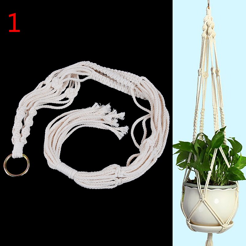 Jute rep flätat hantverk kruka hållare macrame växt hängare hängande planter korg: N1
