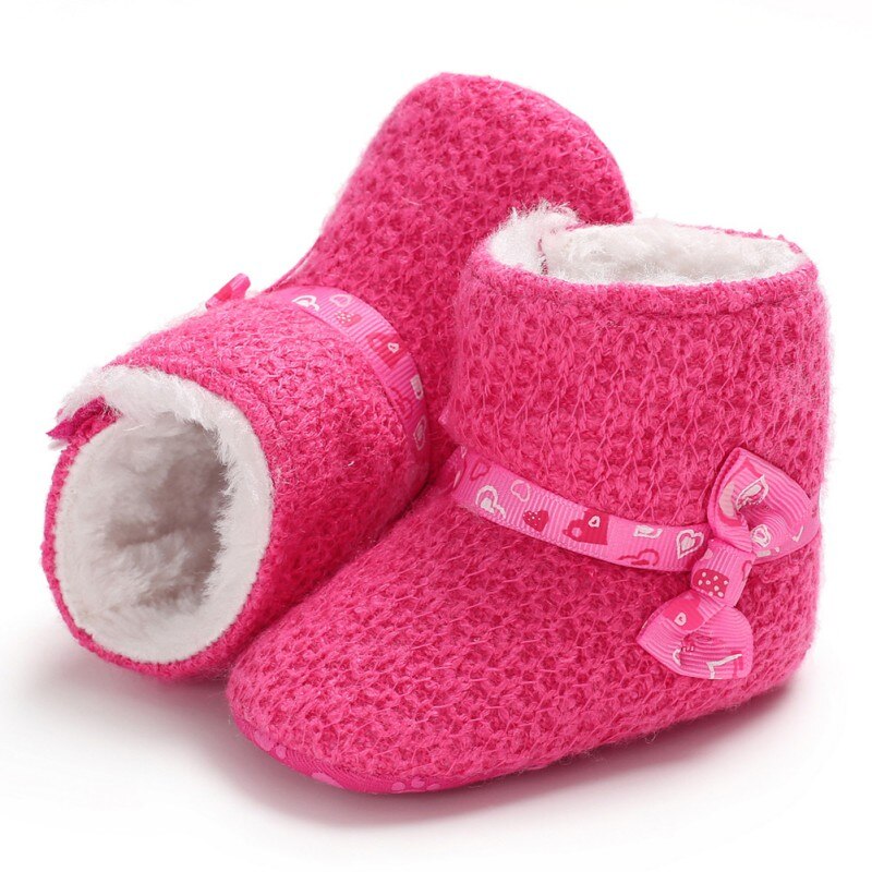 Inverno bebê arco botas de pelúcia macio bll booties para infnt meninas nti deslizamento neve bota manter wrm berço sapatos 0-18m