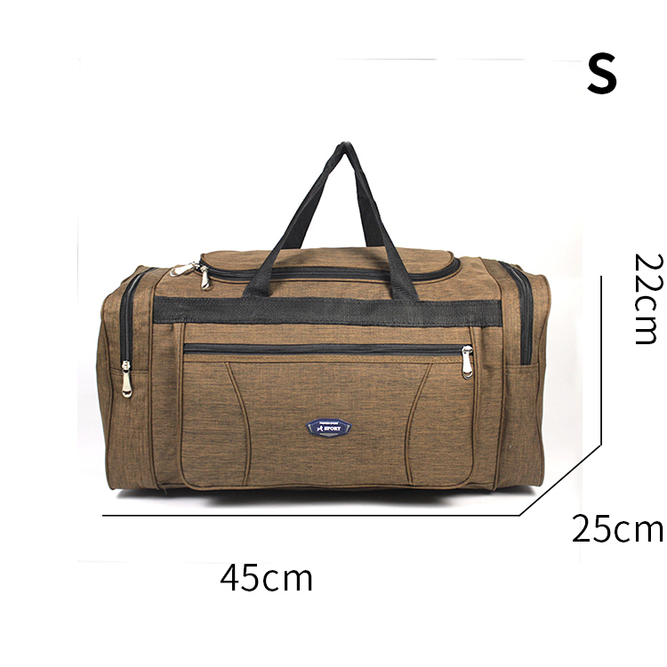 Oxford Waterproof Men Travel Bags Hand Luggage Big Travel Bag Business Large Capacity Weekend Duffle Travel Bag: S-brown