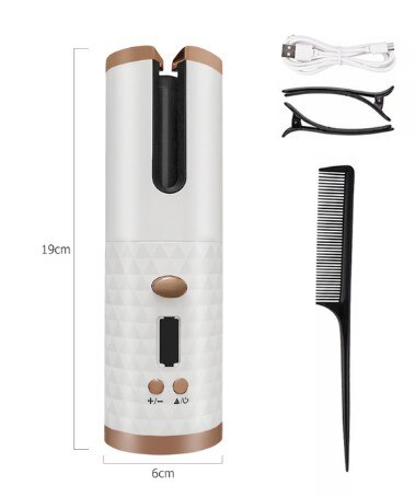 kabellos Automatische Haar Curler eisen drahtlose Eisstockschießen Eisen USB Aufladbare Luft Curler für Locken Wellen LCD Anzeige Keramik Lockige: 2500mAh weiß
