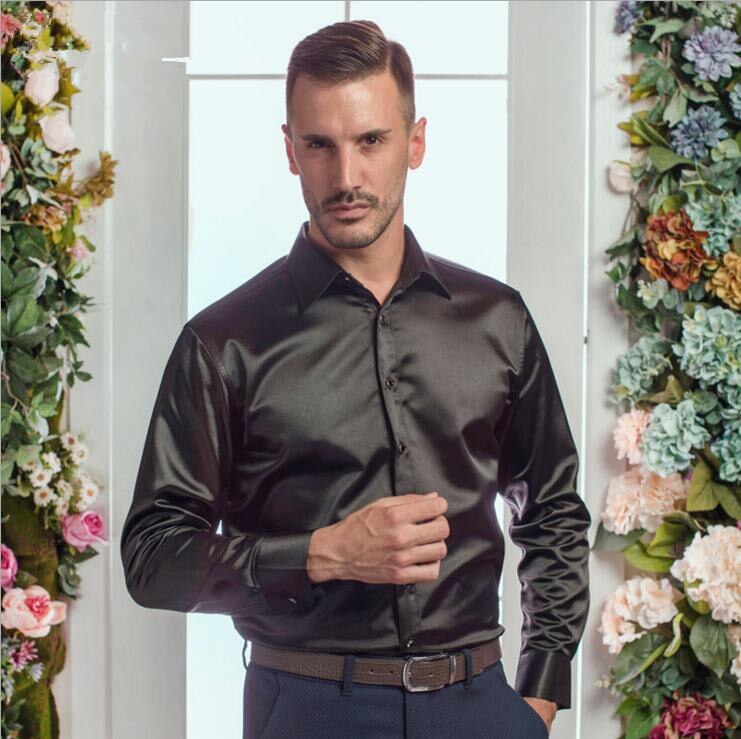 Heren Shirts Big Size Mannen Zeer Goede Lange Mouw Fluwelen Zijde Shirt Herfst Winter Mannen Warm Cultiveren Iemands moraal Shirt