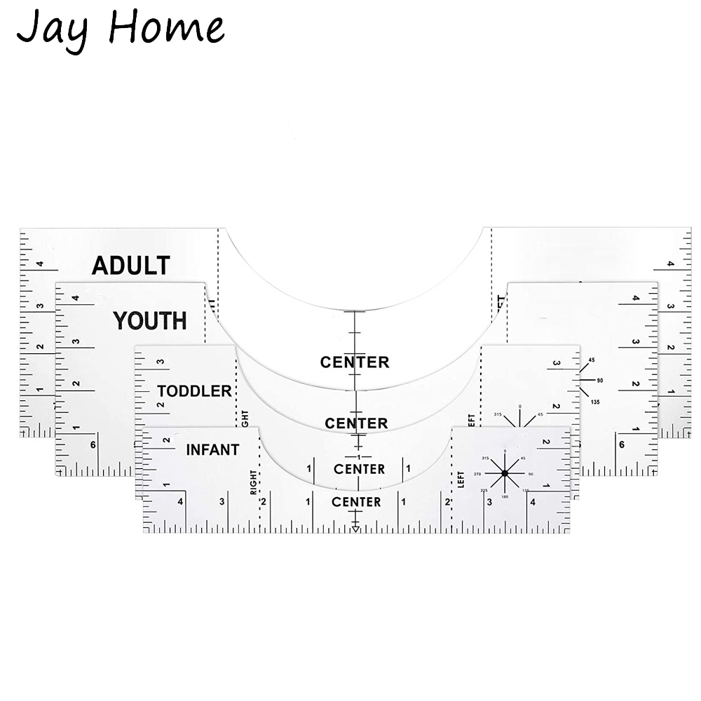 4Pcs T-Shirt Guide Ruler Alignment Tool &amp;4Pcs Metric French Curve Ruler Clear Sewing Ruler Set for Clothing Drafting Tool