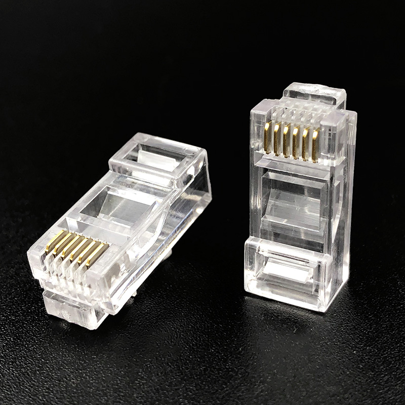 10 stk.  rj12 6 p 6c -kontakt lang kropp  rj11 6-- kjernet telefonkabel utp modulær plugg l= 22.45mm