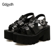 Gdgydh Chunky Hak Sandalen Vrouw Platform Punk Schoenen Zomer Open Teen Schoenen Vrouwelijke Blok Hak Mode Klinknagel Korting