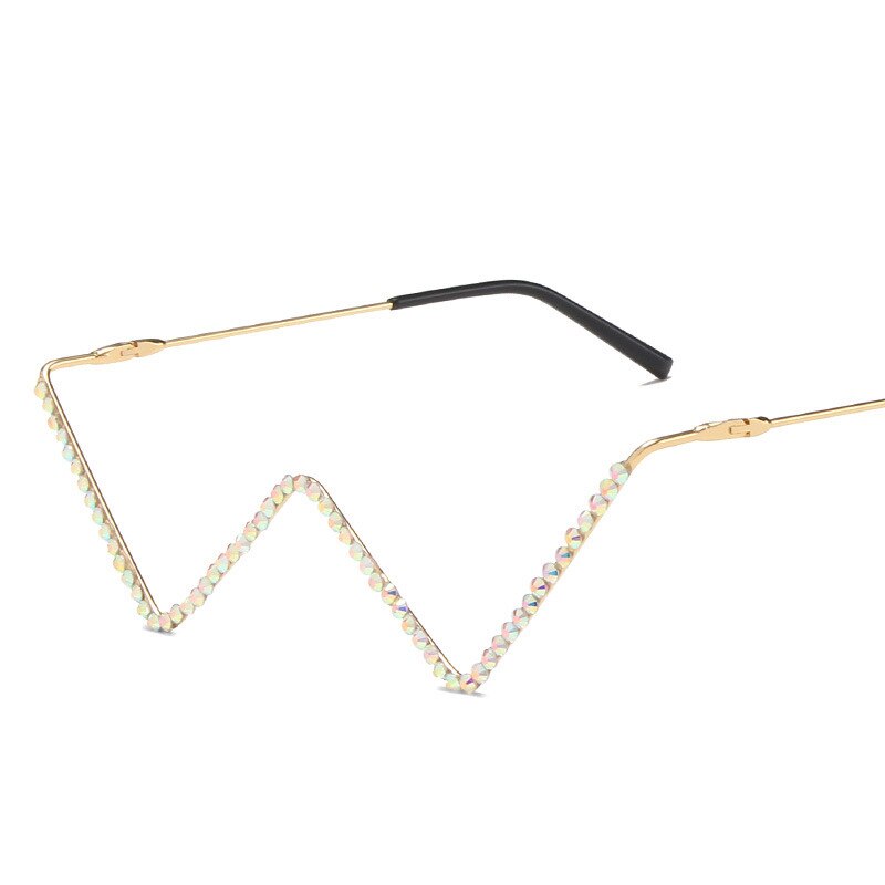 Glasses Women Triangle Half Frame Diamond Glasses Frame Retro Women Crystal Eyewear Glasses Without Lens Eyeglasses Frame: T3