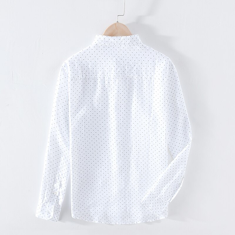 Camisas de primavera para hombre, camisa holgada de lino 100% a la con lunares, ropa de Y2546 de talla grande para hombre