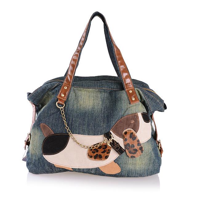 lässig SchöNe Hund Denim Frauen Tasche Dame Handtaschen Jeans Totes Frauen Schulter Taschen frauen Tote Tasche Cowboy Taschen: Ursprünglich Titel