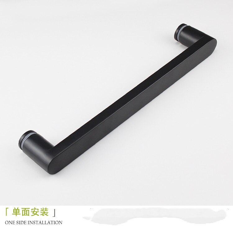 Thickened square tube black stainless steel single side shower room handle black glass sliding door handle(D-42): Hole distance 500mm