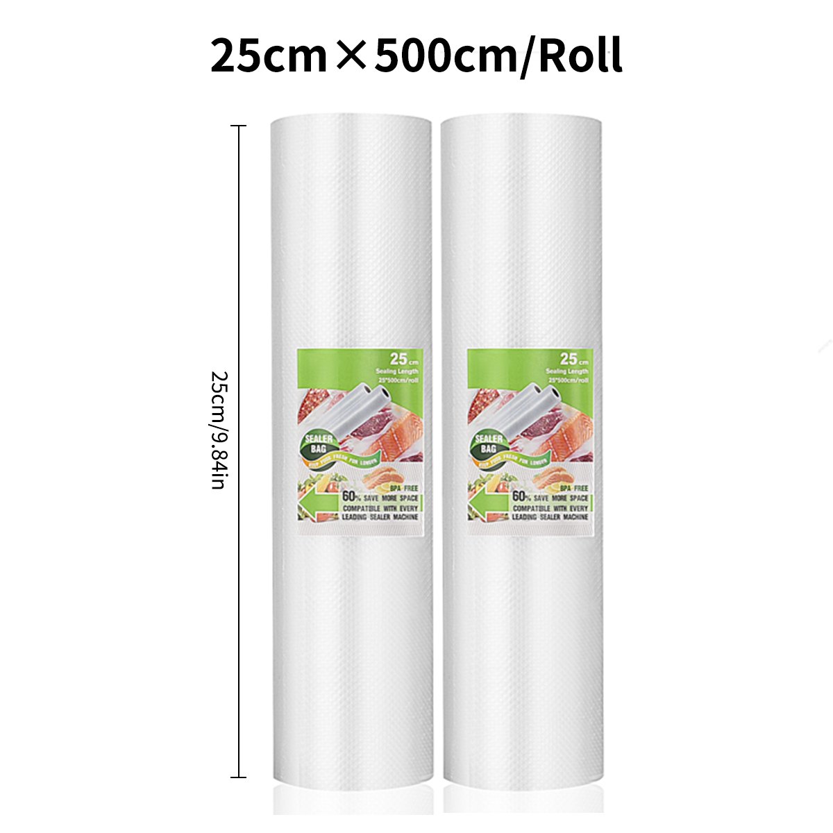 Bolsas de vacío para alimentos, bolsa selladora al vacío, alimentos frescos, mantenimiento largo, 12 + 15 + 20 + 25 + 30cm * 500cm, rollos/lote de bolsas para envasadora al vacío: Rojo