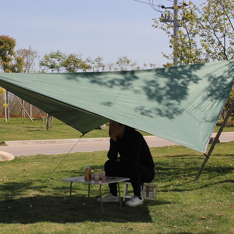 320 x 250cm vandtæt presenning telt skygge udendørs camping hængekøje uv havemarkise baldakin solsejl ultralet grøn