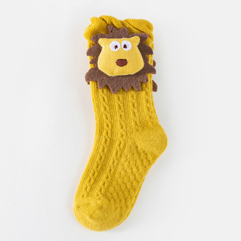 Kindje Anti Slip Vloer Schattige Dieren Katoenen Sokken Herfst Winter Pasgeboren Warme Dikke Zachte Baby Meisje Jongen Indoor Non Skid knie Sok: yellow lion / 0-12 Months(S)