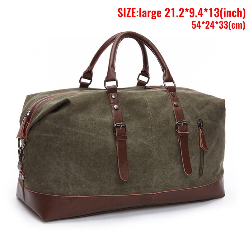 Markroyal Canvas Lederen Mannen Reistassen Handbagage Tassen Mannen Plunjezakken Handtas Reizen Tote Grote Weekend Bag Overnight: Green large