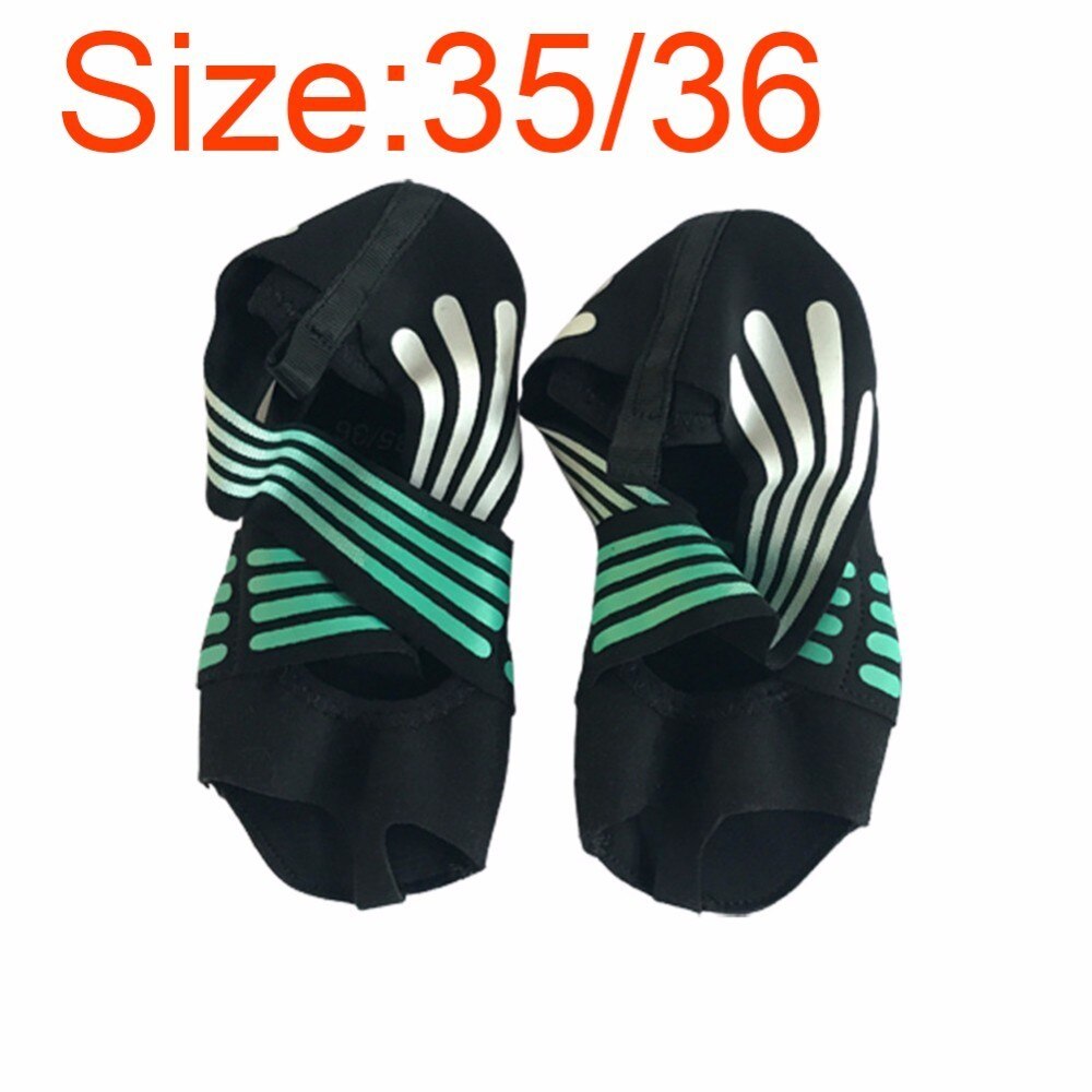 Kvinders halvtå fem-tå greb skridsikre bløde såler ballet yoga sokker pilates sko: Grøn 35 36 størrelse