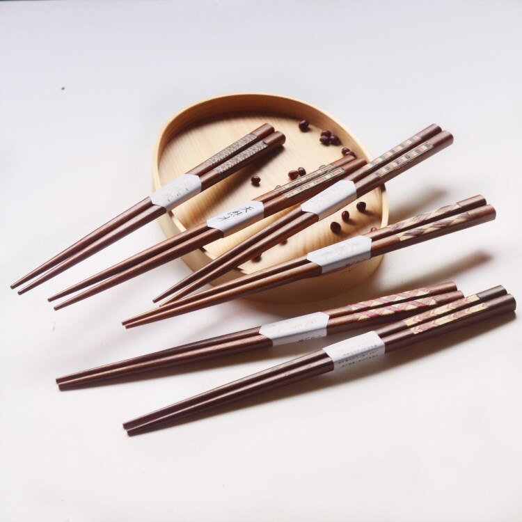 1 Pair Japanese chopsticks Iron Wood Non-Slip Sushi Food Chop Sticks Set Chinese palillos japoneses reusable