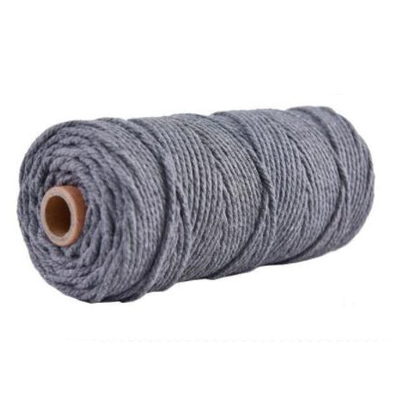 Pure Natural Cotton Rope Color Craft Lace Yarn Rope 100 Meters: Grey