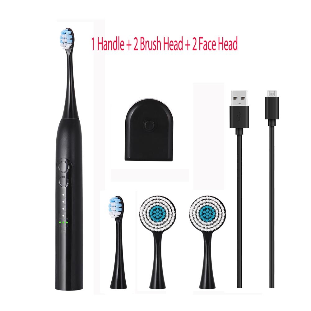 Sonic elektrisk tannbørste oppladbar brosse en tannbørste ultrasonisk ansiktsrensebørste erstatning tannskalerhode: Grønn