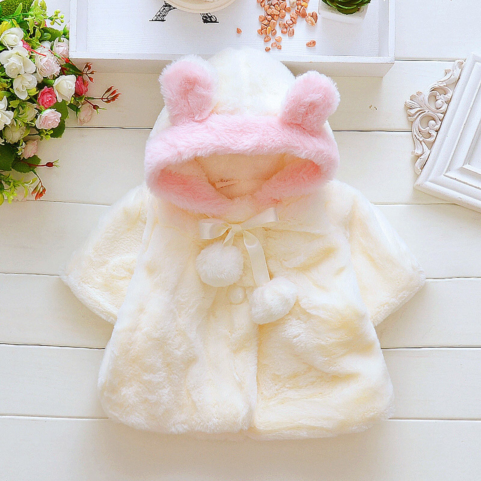 Baby Infant Girls Fleece Winter Warm Solid Coat Cloak Jacket Thick Warm Clothes baby girl winter clothes куртка для малыша E1