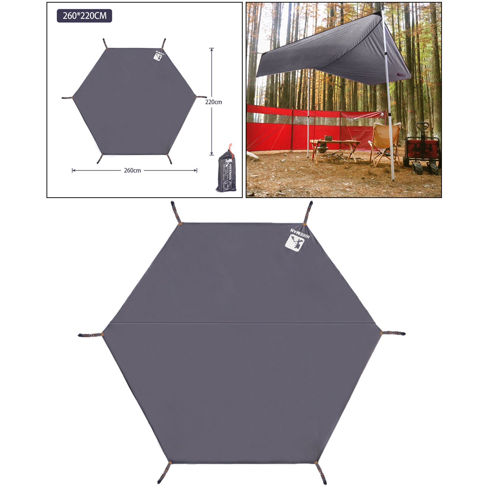 Lightweight Tent Footprint PU 2000mm Waterproof Camping Tent Tarp with Drawstring Carrying Bag for Ground Camping Hiking