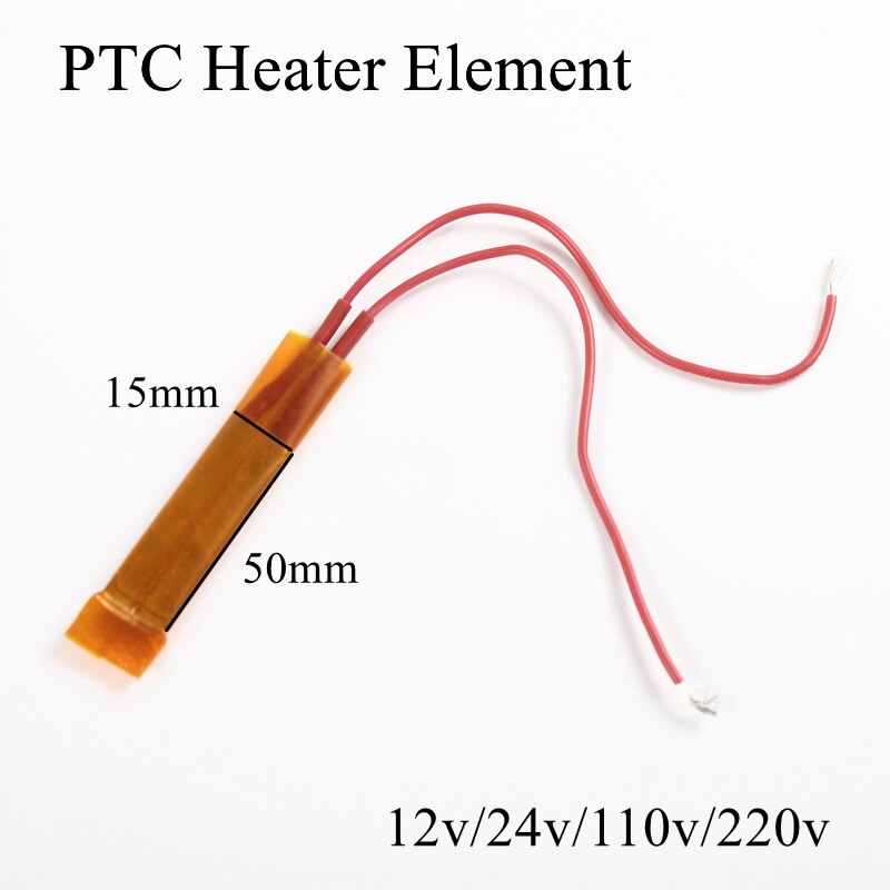 50x15mm 12V 220V PTC Heating Element Constant Thermostat Insulated Thermistor Ceramic Air Heater Plate Fan Heat Film 12 100 220
